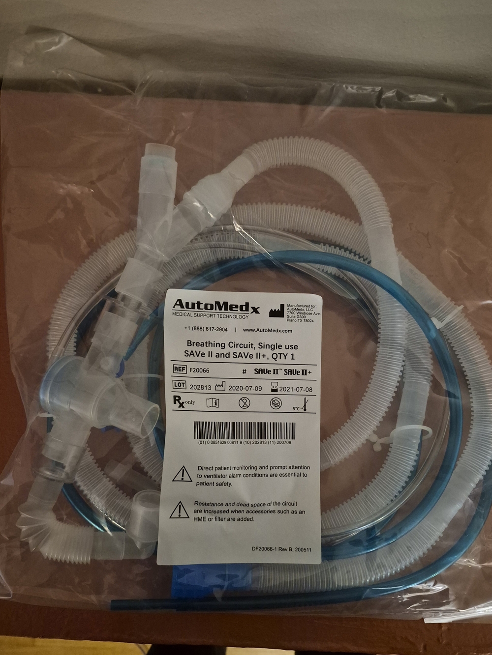 New AutoMedx Breathing Circuit, Single use SAVe II and SAVe II +